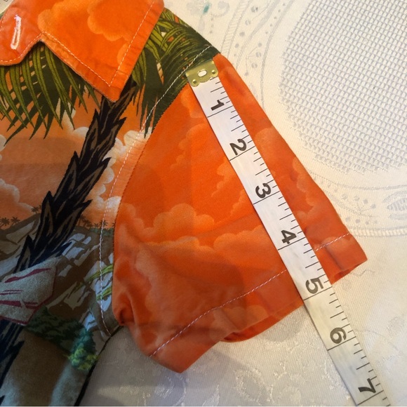 Disney Parks Boys 36M Mickey Mouse Orange Hawaiian Shirt Button-Up Short Sleeves - Picture 9 of 14